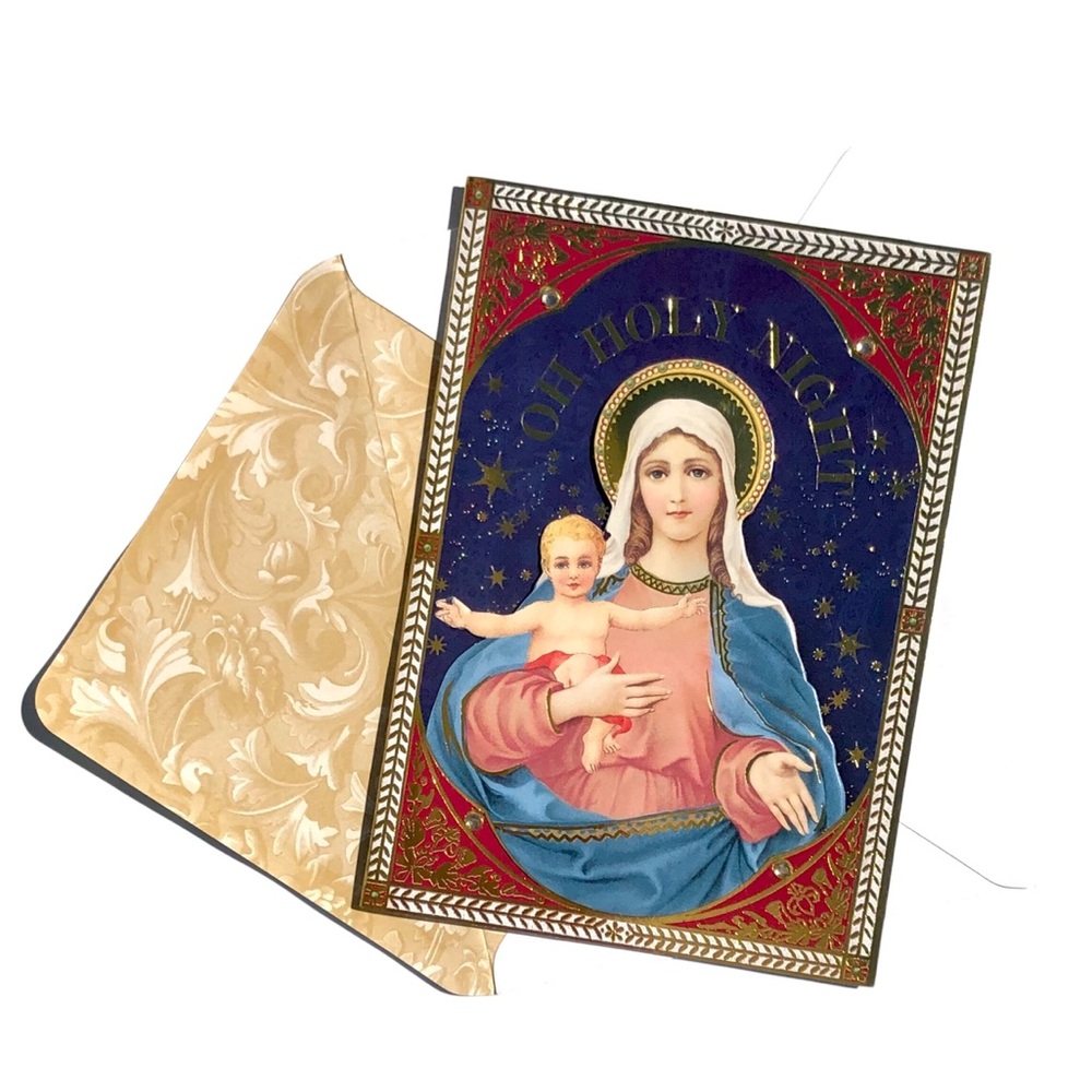 Punch Studio Single (1) Madona Holy Night 3D Die-Cut Embellished Card (57749)